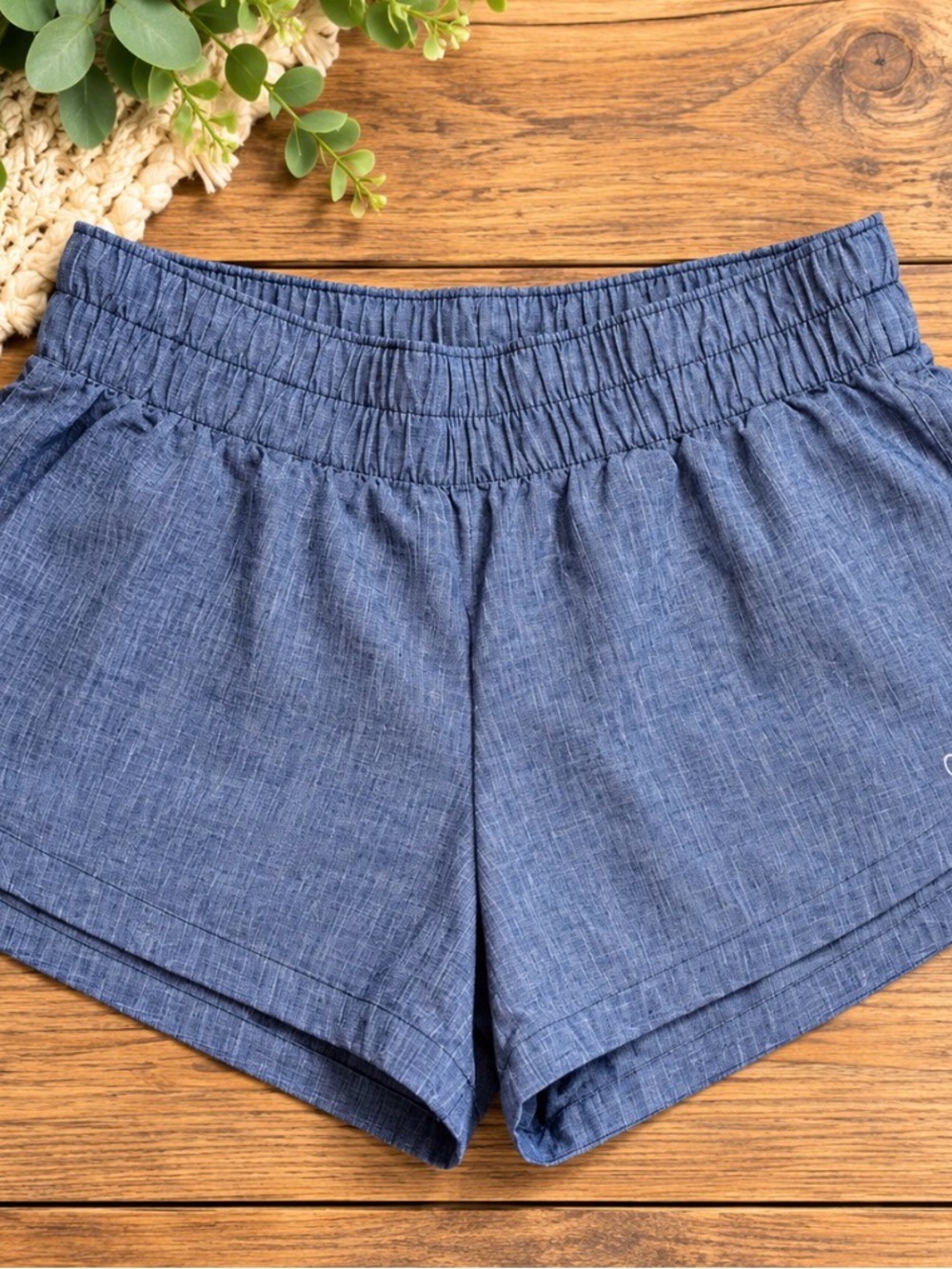 GAP Heathered Blue Elastic-Waist Athletic Shorts